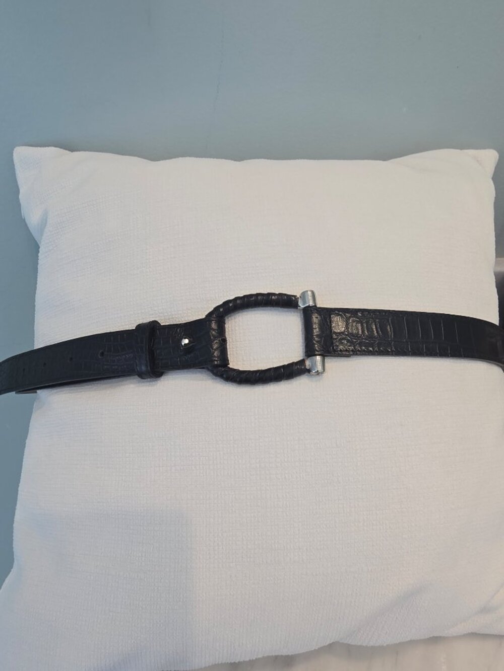 Vintage Made in Italy Talbots Size M Black Leather Belt